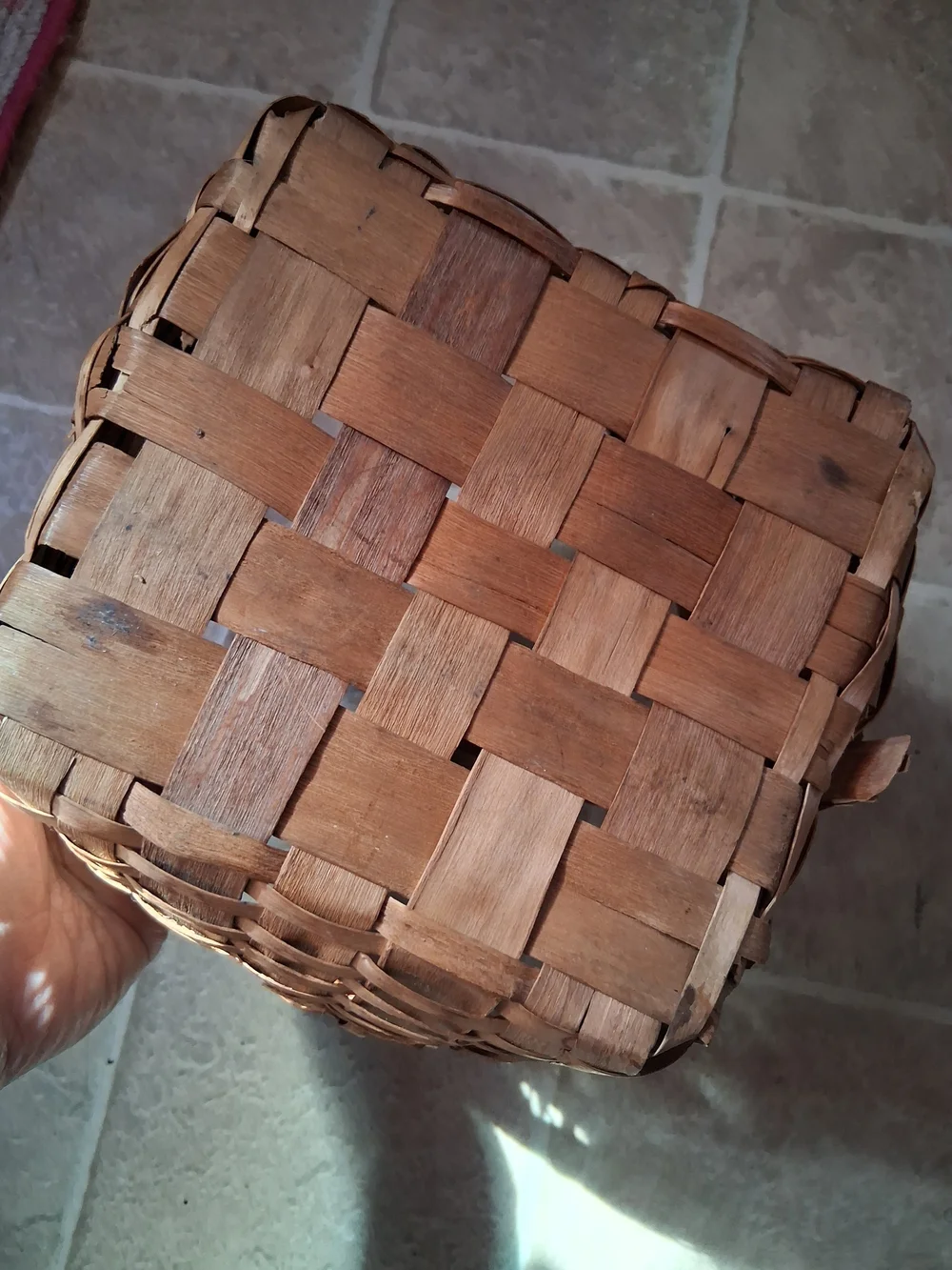 Vintage Handwoven Basket with Handle